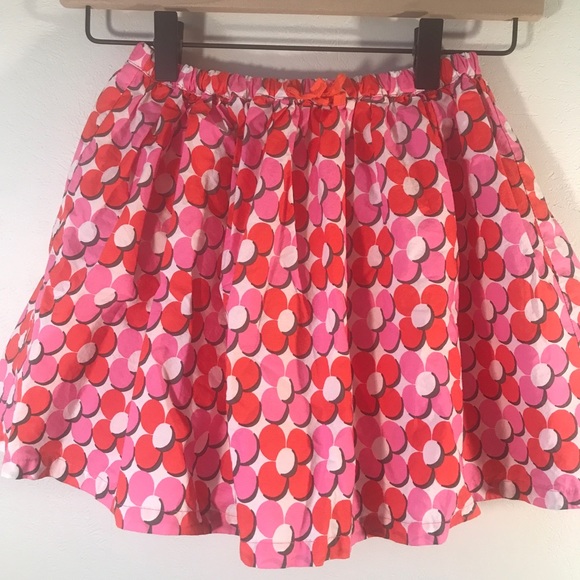 Mini Boden Skirt, Hot Pink, Red, White Retro Floral Pattern, Girls Size 7 to 8Y - Picture 9 of 9